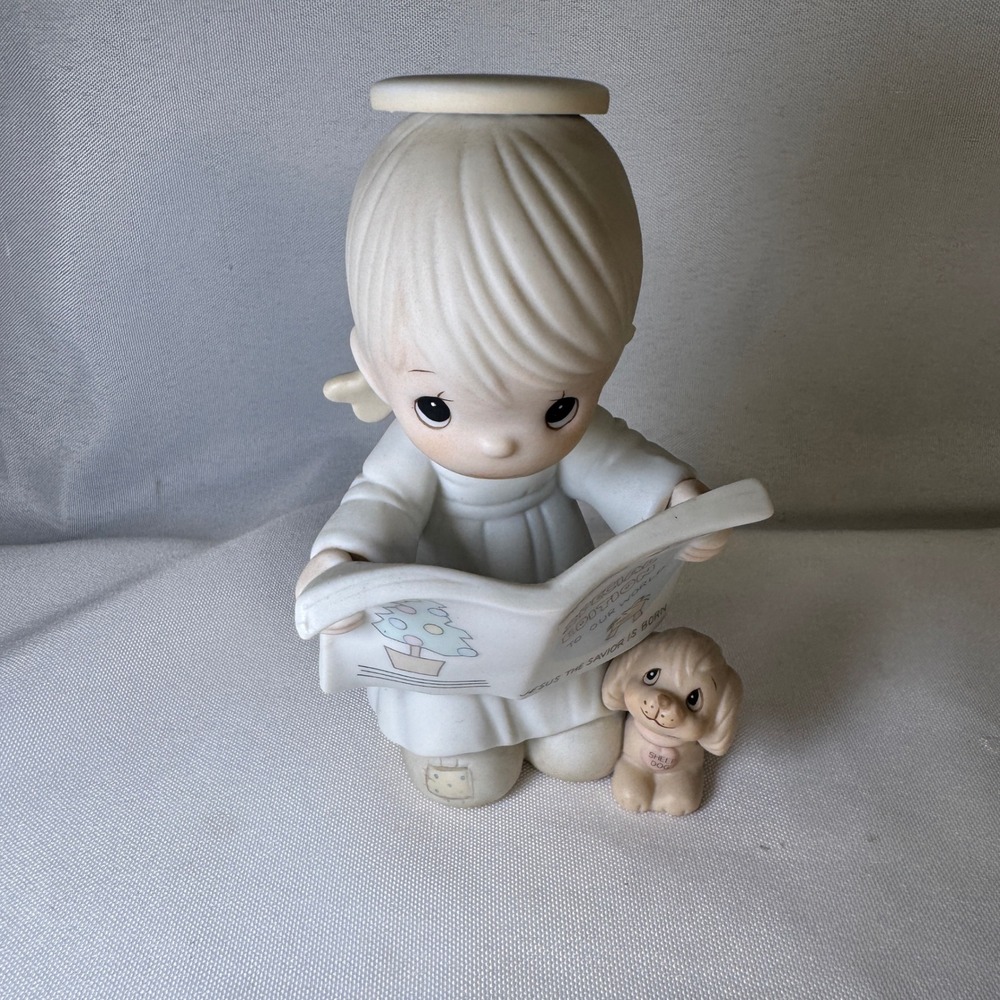 Precious Moments Jesus The Savior Is Born Angel Boy Dog Figurine 520357 1988